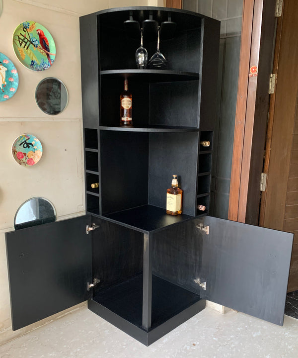 Corner bar cabinet