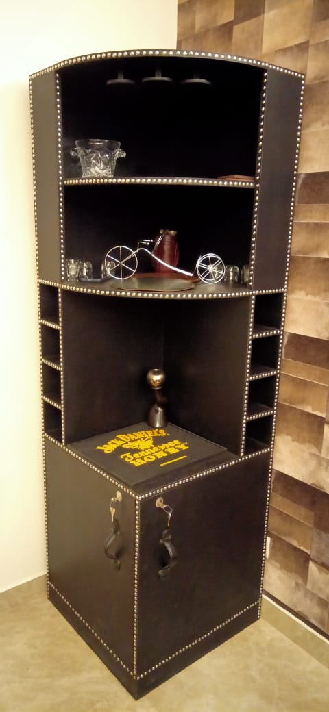 Corner bar cabinet